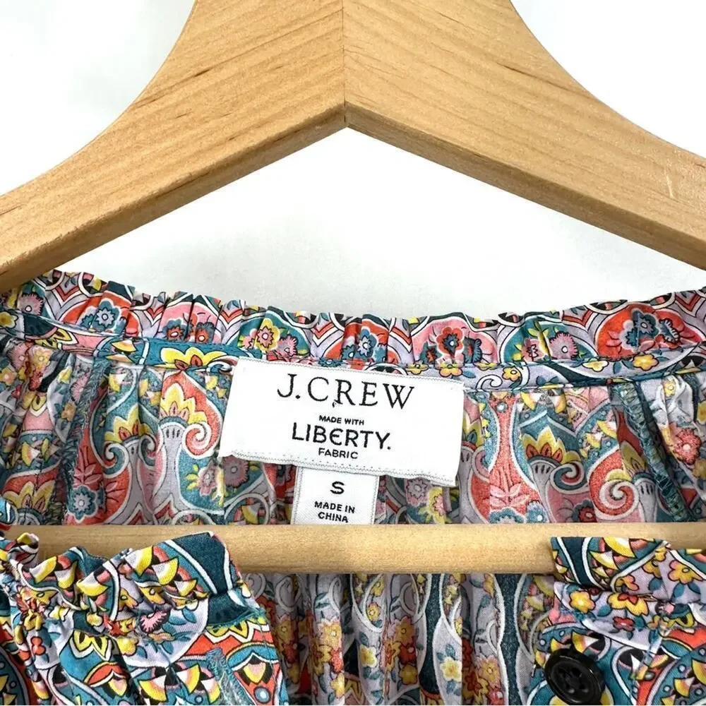 NEW J. Crew x Liberty Tie Waist Organic Cotton Giorgia Duke Fabric Sz S